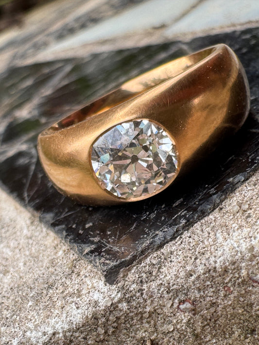 Old Mine Cut Diamond and 22ct Custom Ring