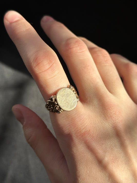Art Nouveau Ornate Blank Signet Ring