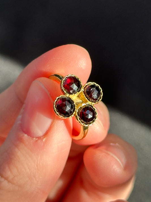 Rose Cut Garnet Conversion Ring