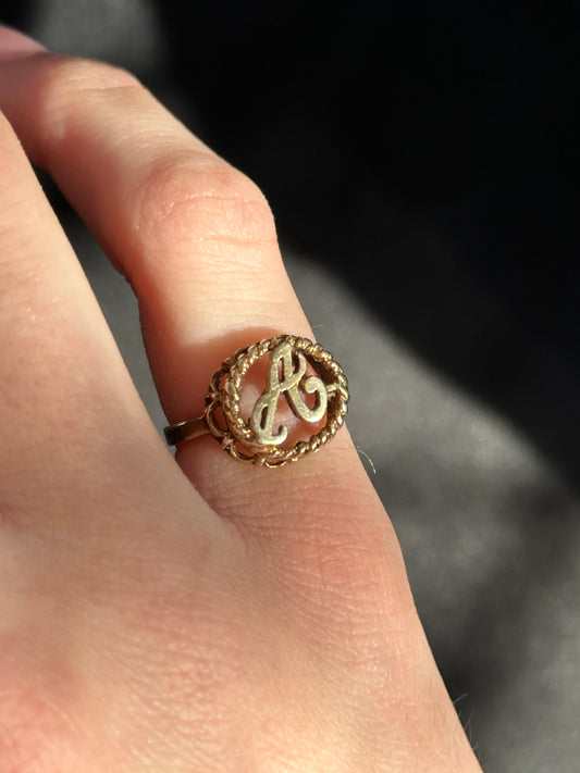 "A" Initial Openwork Gold Signet Ring