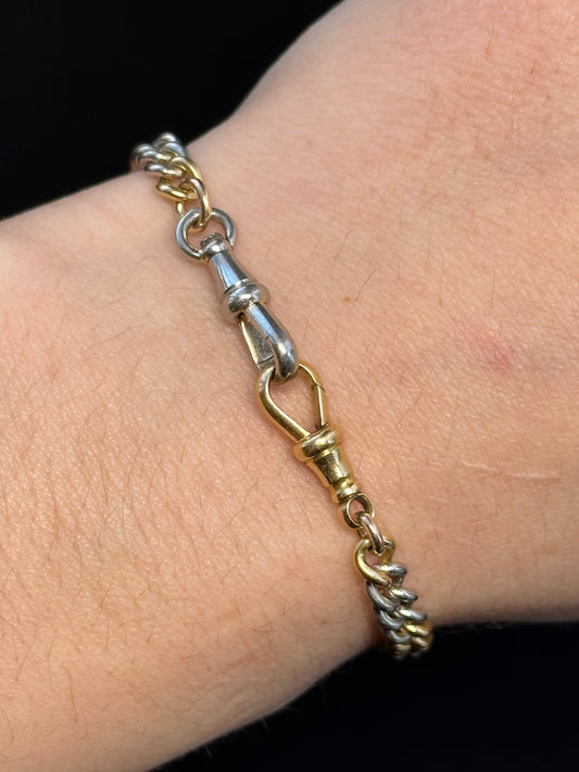 Antique Alternating Yellow Gold and Platinum Curb Bracelet