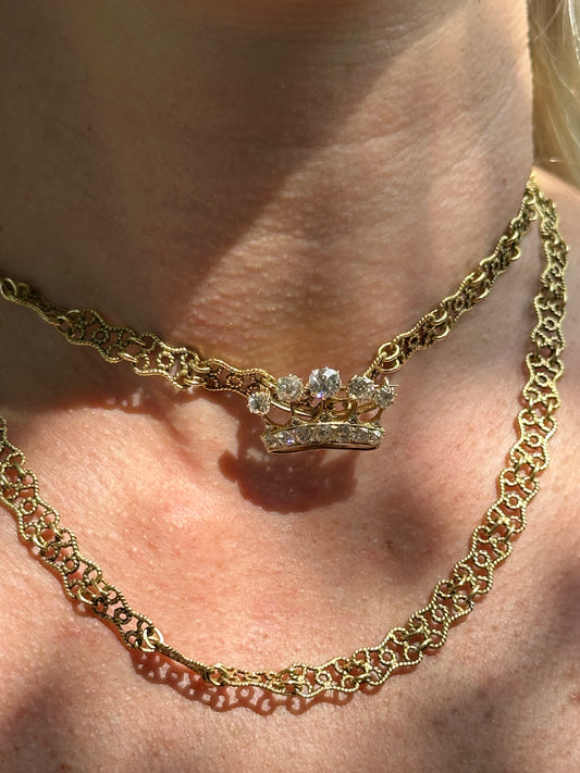 Antique 18k Yellow Gold Fancy Open Work Chain