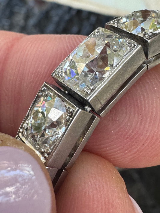 Janesich Art Deco Old Mine Cut Diamond Line Bracelet