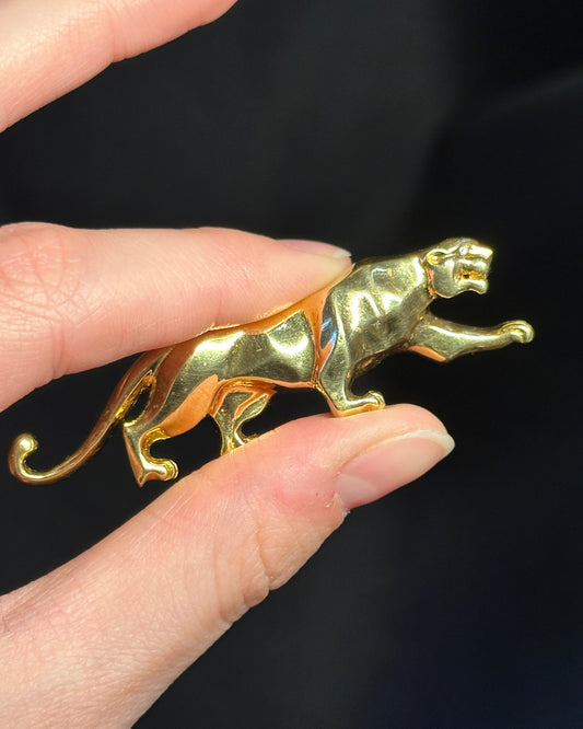 Vintage 18k Gold and Diamond Panther Brooch