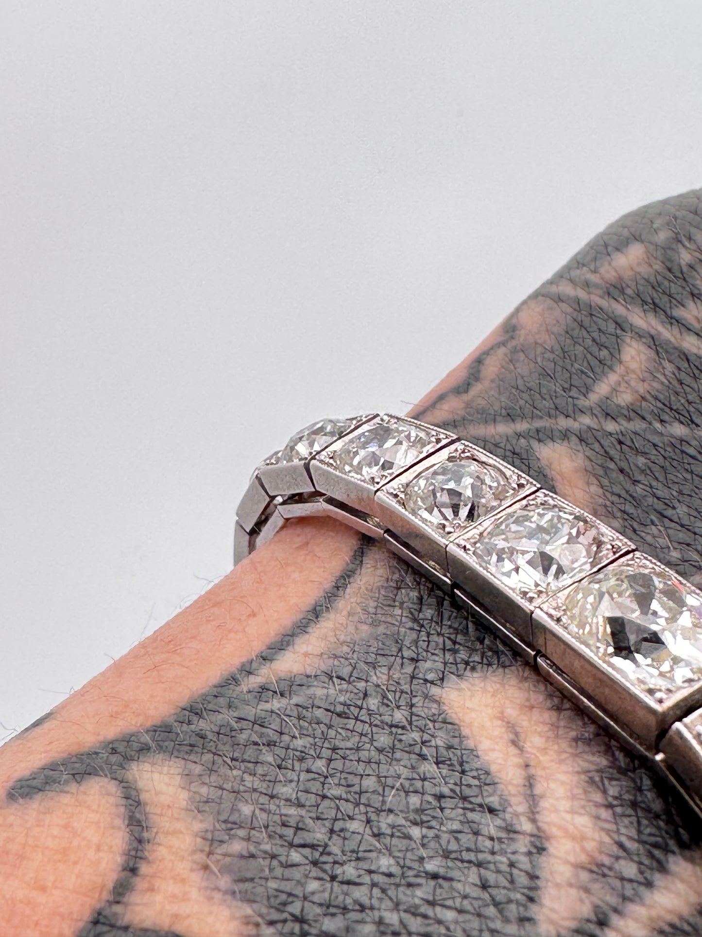 Janesich Art Deco Old Mine Cut Diamond Line Bracelet