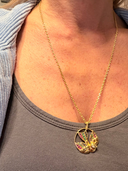 Vintage French Gemset Dove Necklace