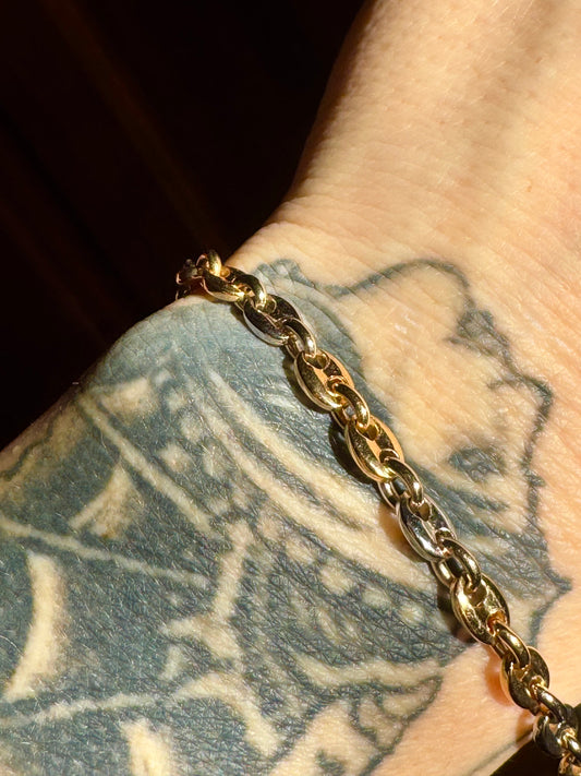 Vintage Cartier Alternating 18k Two Tone Gold Anchor Link Bracelet