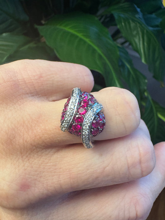 Vintage Ruby and Diamond Wrapped Heart Ring