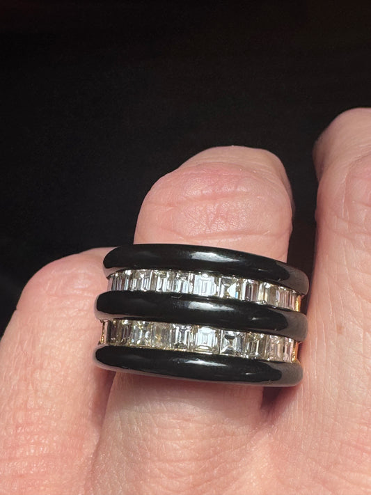 Vintage Onyx and Diamond Tapered Cigar Band