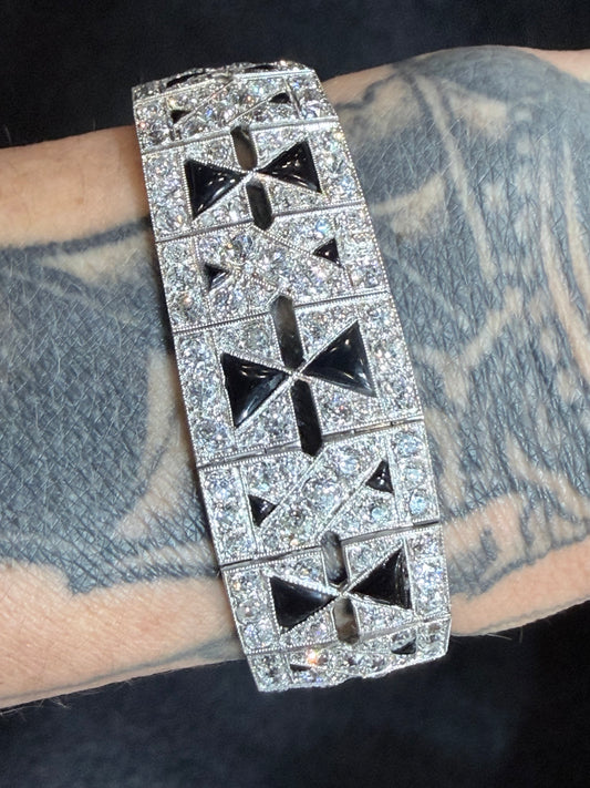 Art Deco Onyx and Diamond Bracelet