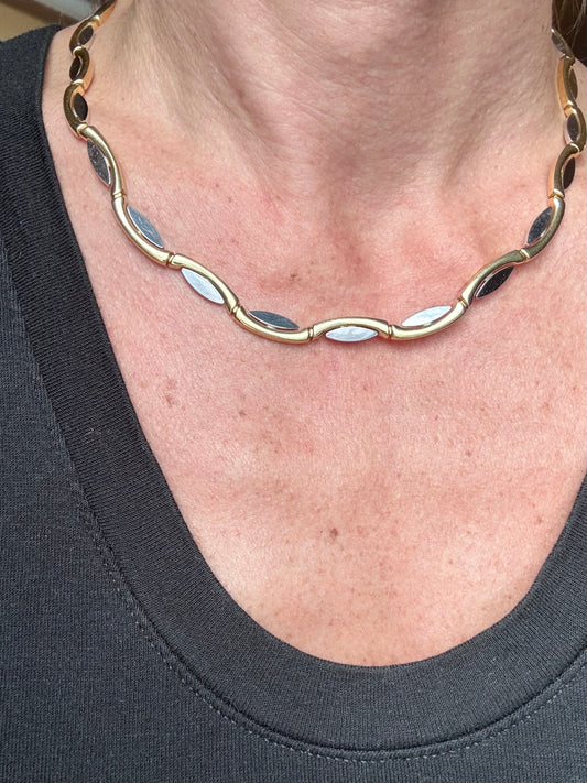 Vintage French Two Tone Wrap Link Collar Necklace