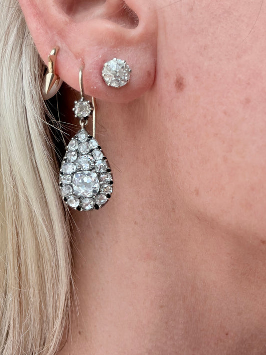 Victorian Old Cut Diamond Drop Earrings