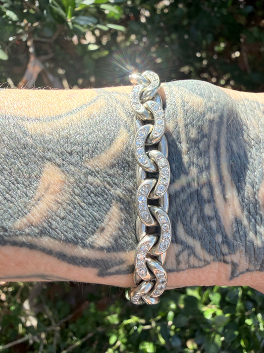 Vintage French Diamond Curb Bracelet