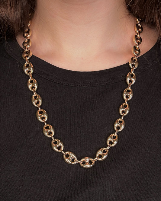 Vintage 14k Yellow Gold Puffy Anchor - Mariner Link Chain