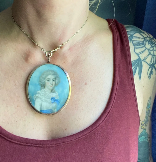 Georgian Woman in White Portrait Pendant