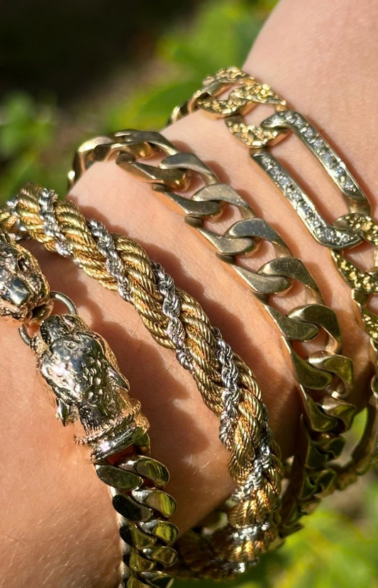 Vintage 18k White and Yellow Gold Intertwined Two Tone Rope Bracelet