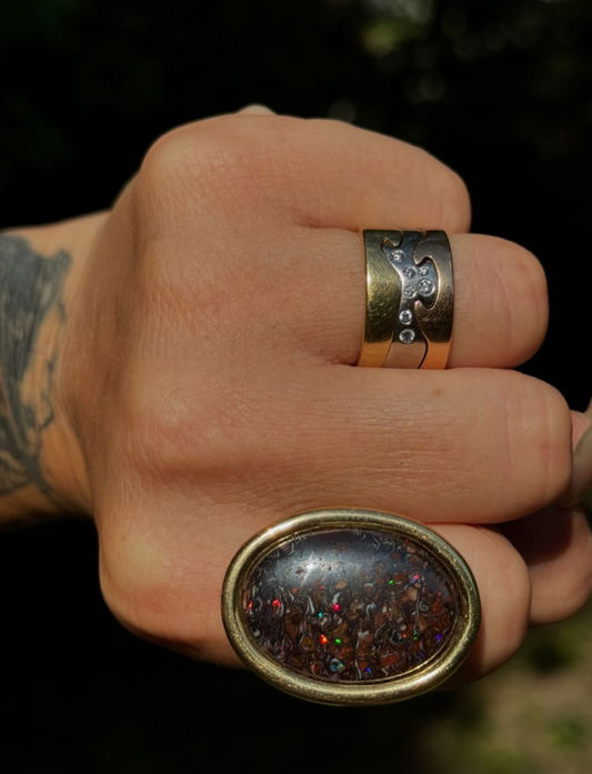 Estate Andrew Grima Designer 18k Yellow Gold Koroit Opal Ring