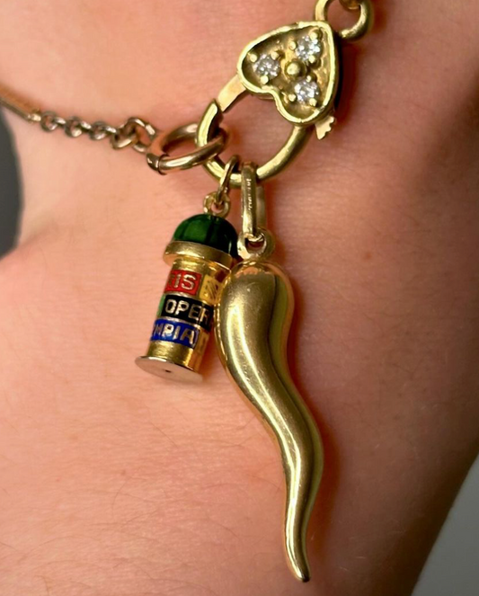 Vintage 14k Yellow Gold Large Cornicello Horn Charm