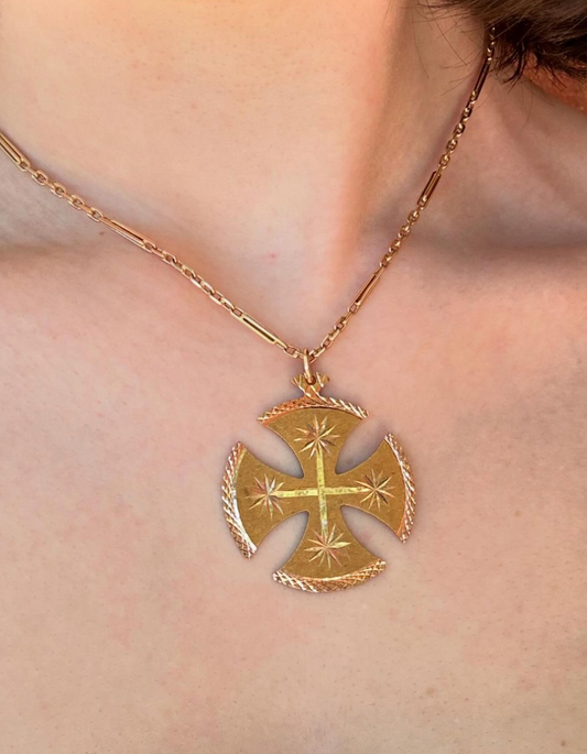 Vintage 18k Gold Reversible Cross Pendant