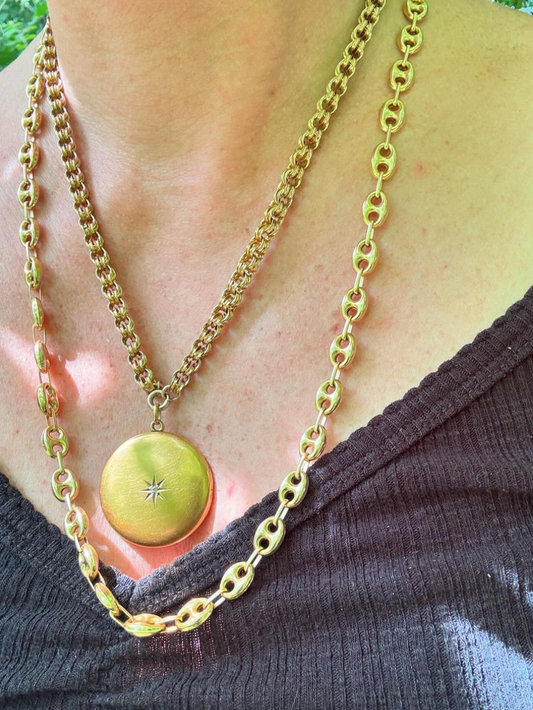 Antique Old Mine Cut Diamond and 14k Yellow Gold Locket