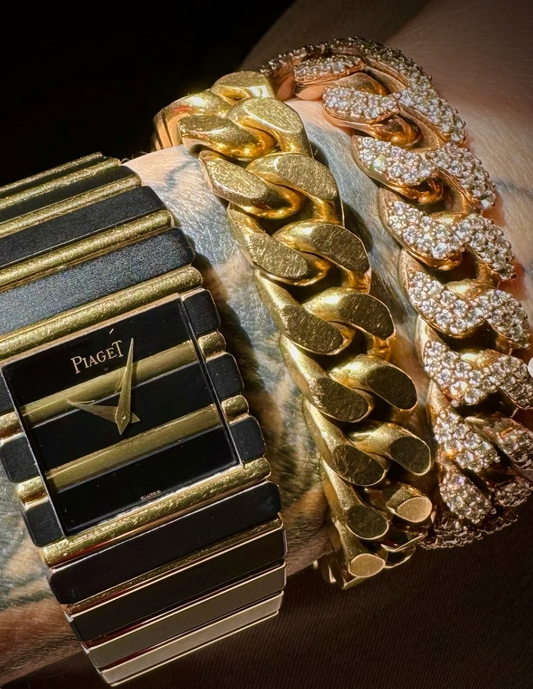 Estate 14k Rose Gold Pavé Diamond Curb Bracelet