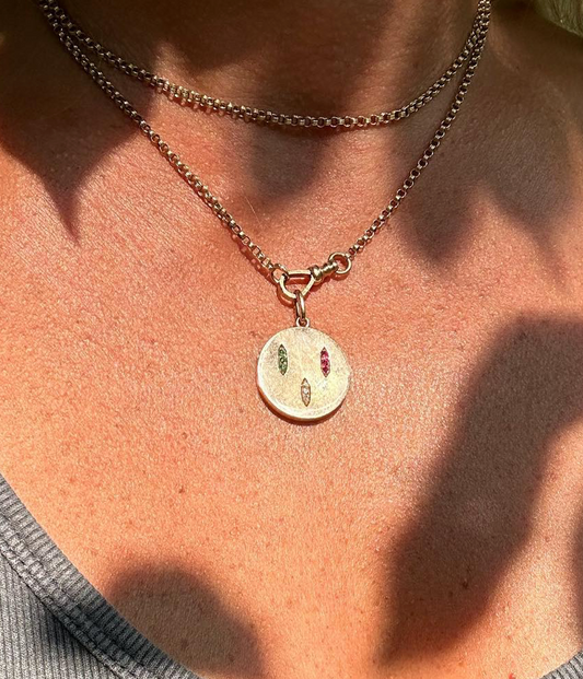 Antique 1909 15ct Gold, Emerald, Ruby and Diamond Locket