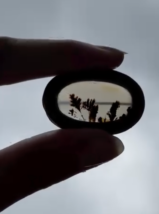 Vintage 14k Yellow Gold Dendritic Agate Brooch