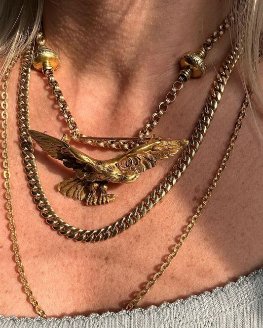 Antique French 18k Gold Eagle Brooch