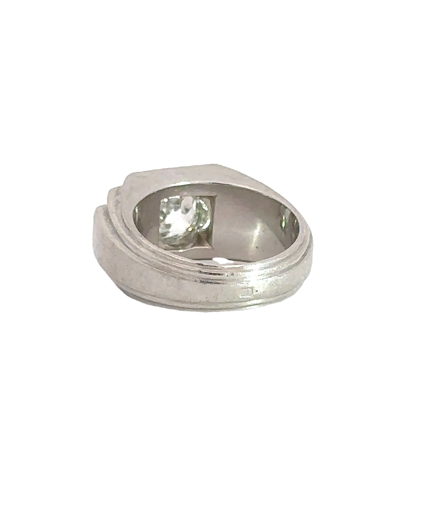 Art Deco French Old Mine Cut Diamond Platinum Tank Ring