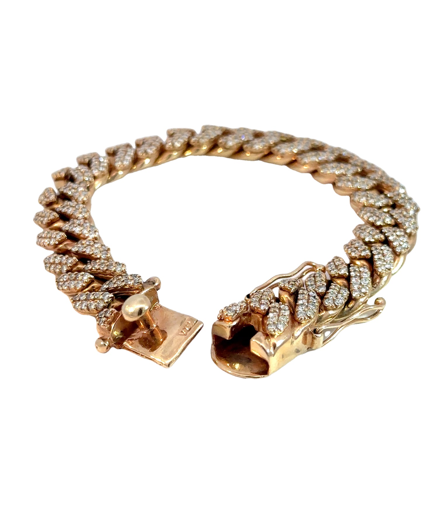Estate 14k Rose Gold Pavé Diamond Curb Bracelet