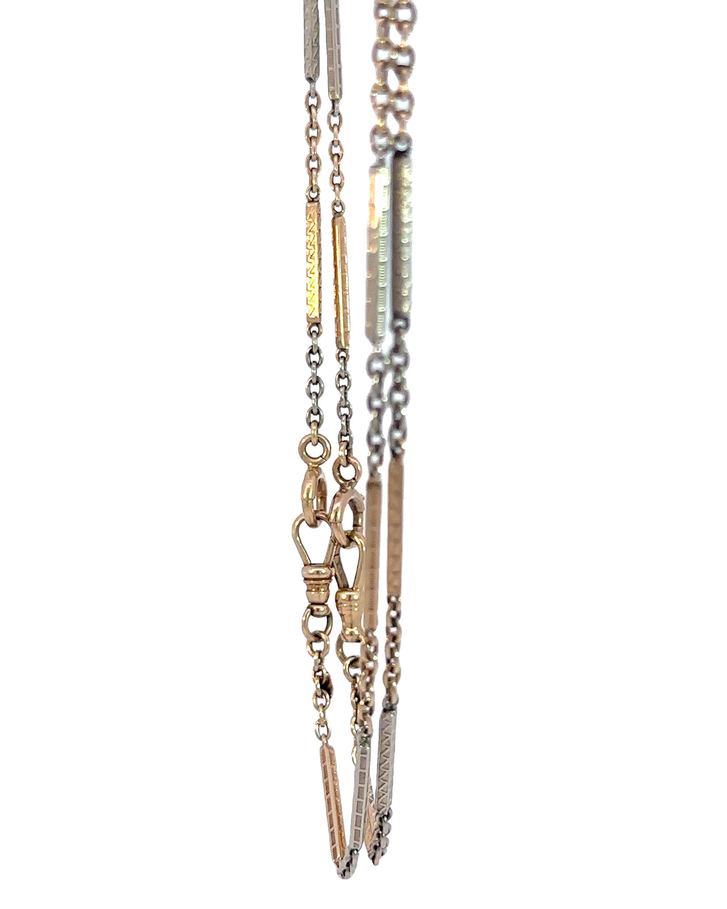 Art Deco 14k Gold Two Tone Watch Chain Set