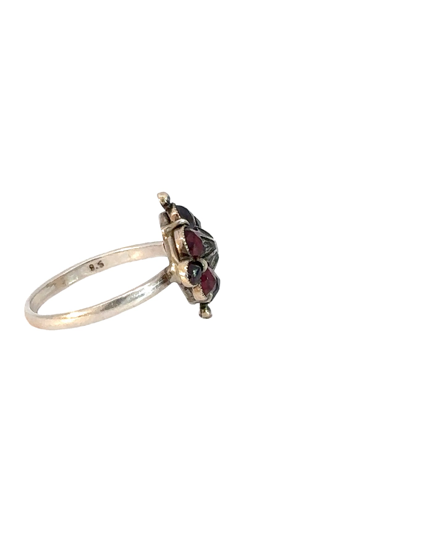 Victorian Silver Boho Garnet and Pearl Conversion Ring