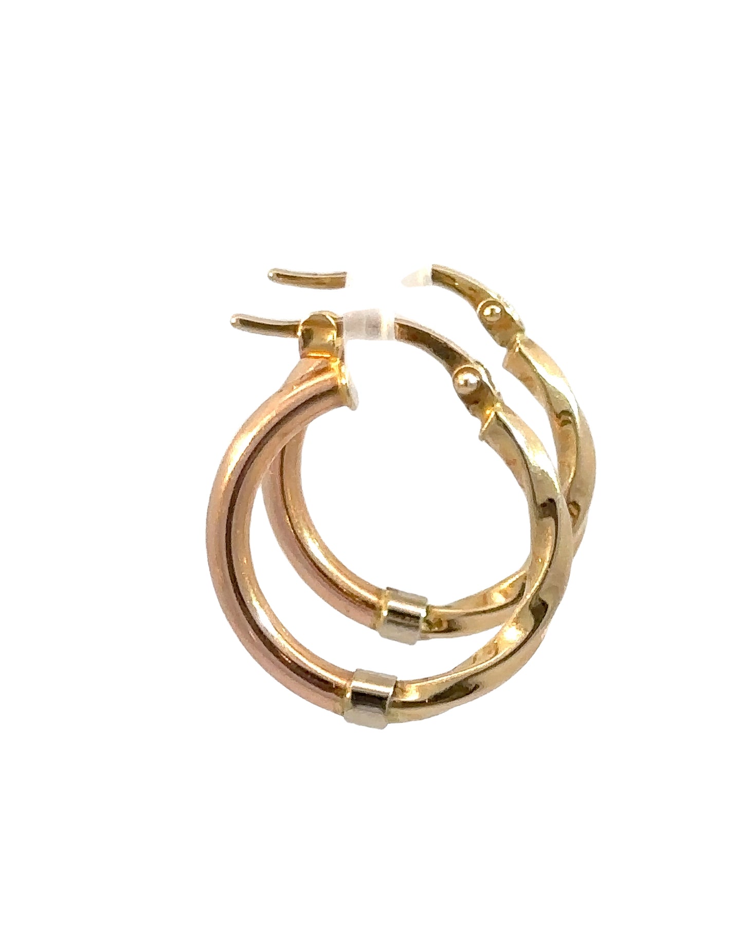 Vintage 14k Three Tone Gold Half Twist Hoops