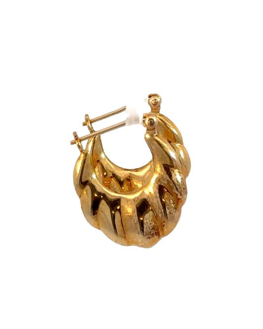 Vintage 14k Gold Scalloped Hoop Earrings