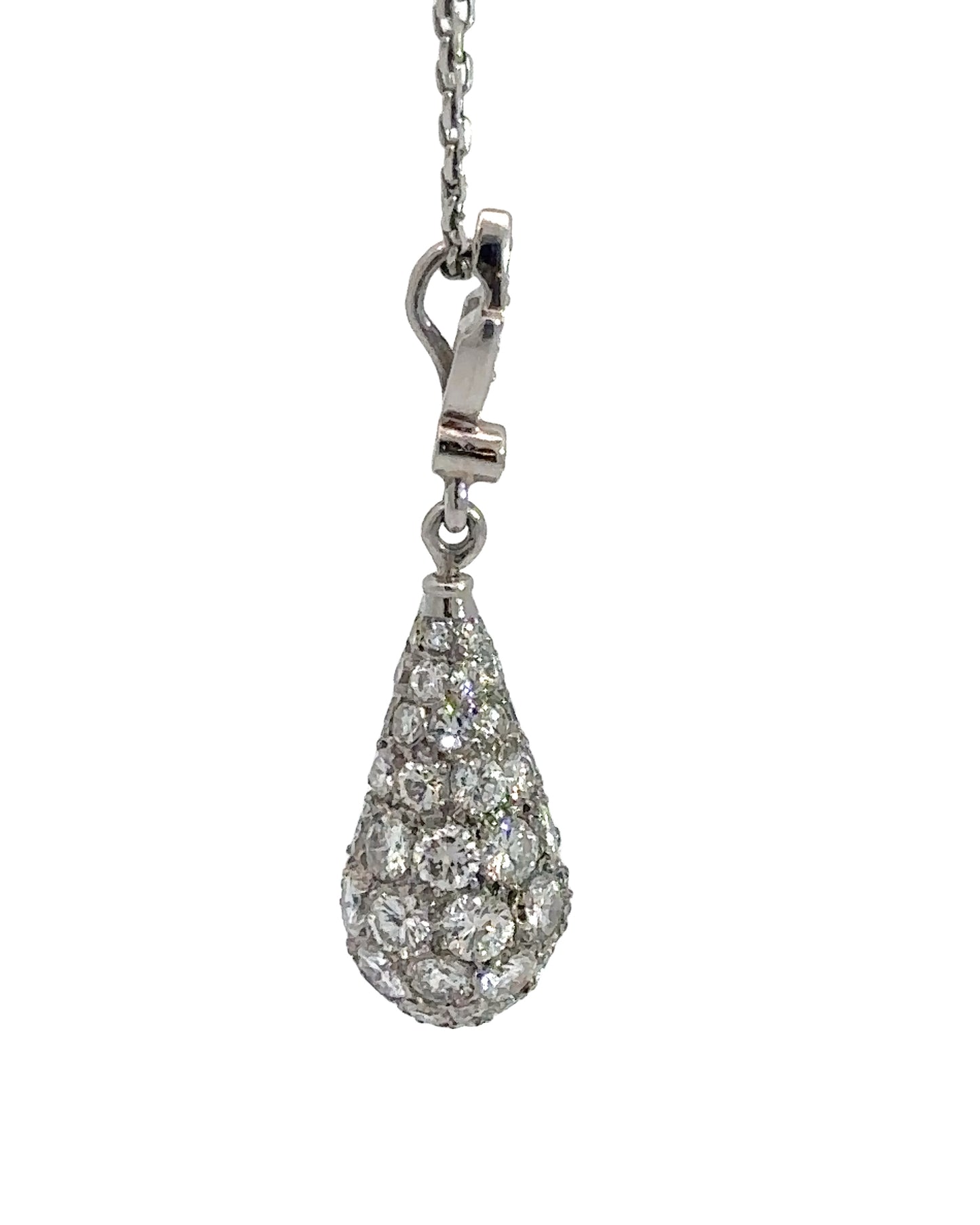 Art Deco 18k Pavé Diamond Drop Necklace