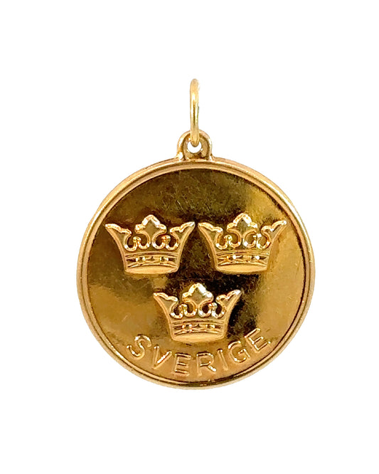 Vintage Stockholm Sweden Souvenir Coin Pendant