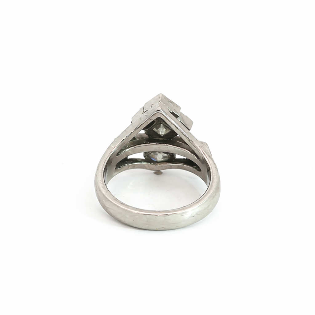 Mid-Century French Cut Diamond Cocktail Ring