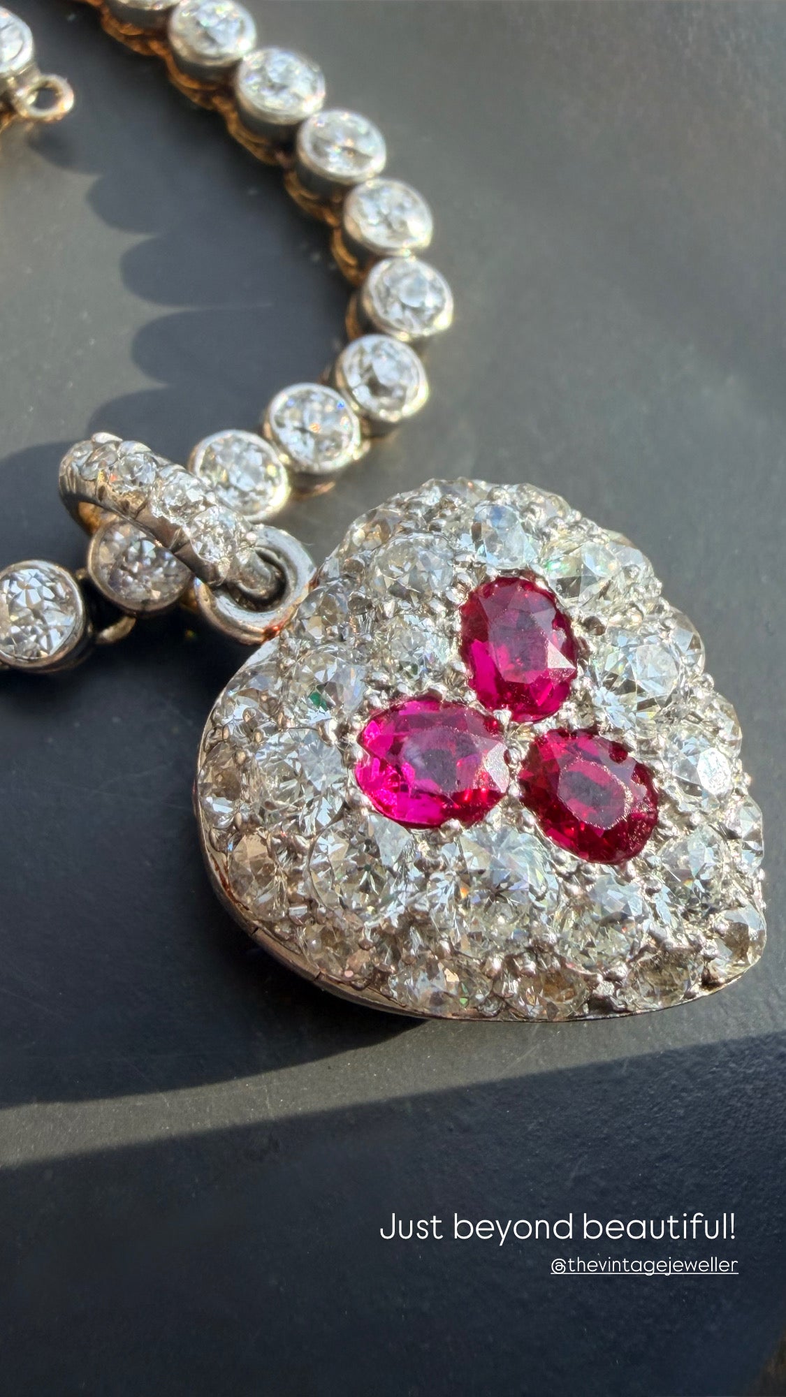 Antique Diamond and Gemstone Heart Pendant & Bracelet