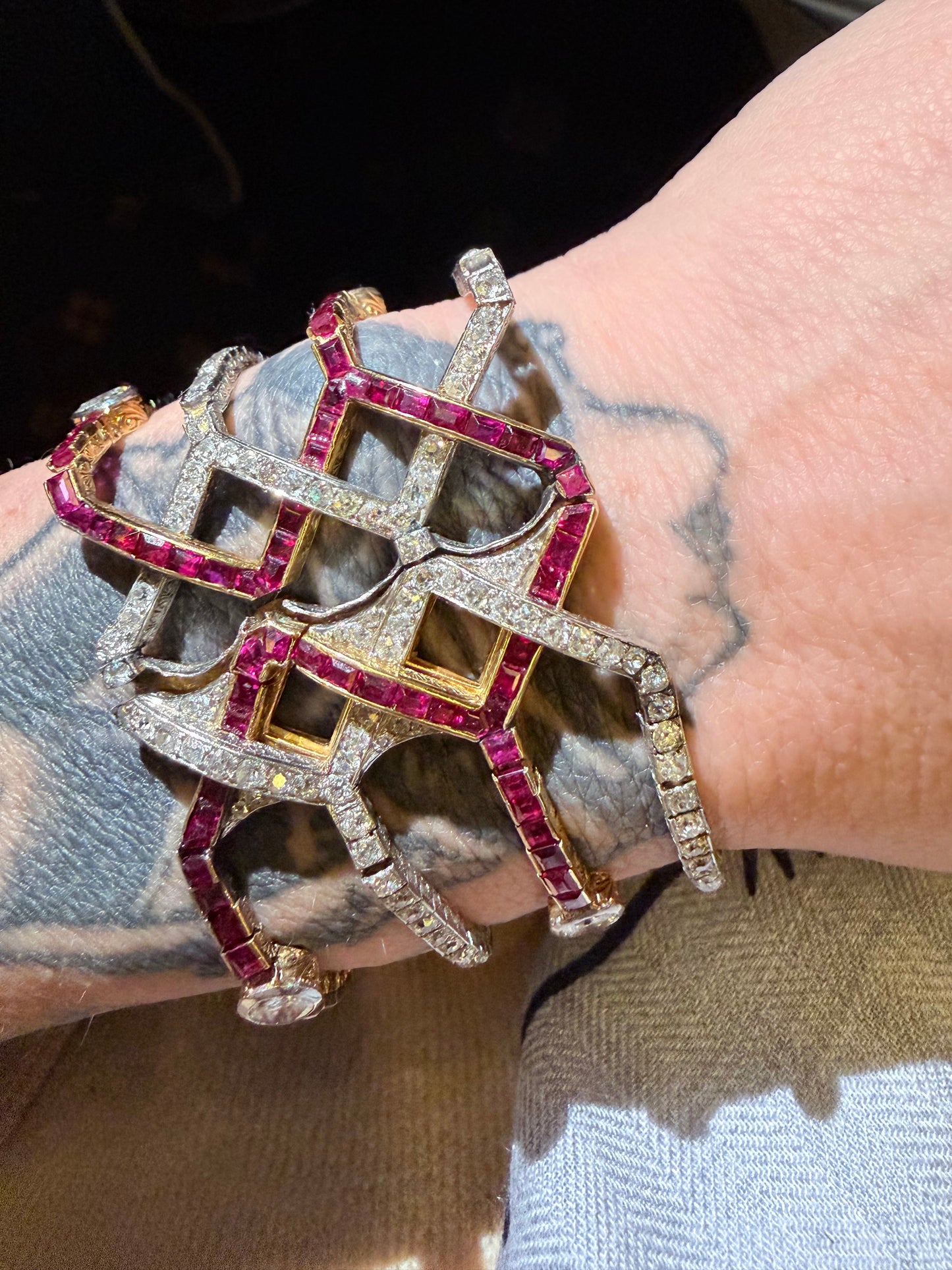 Belle Epoque Ruby and Diamond Wide Bracelet