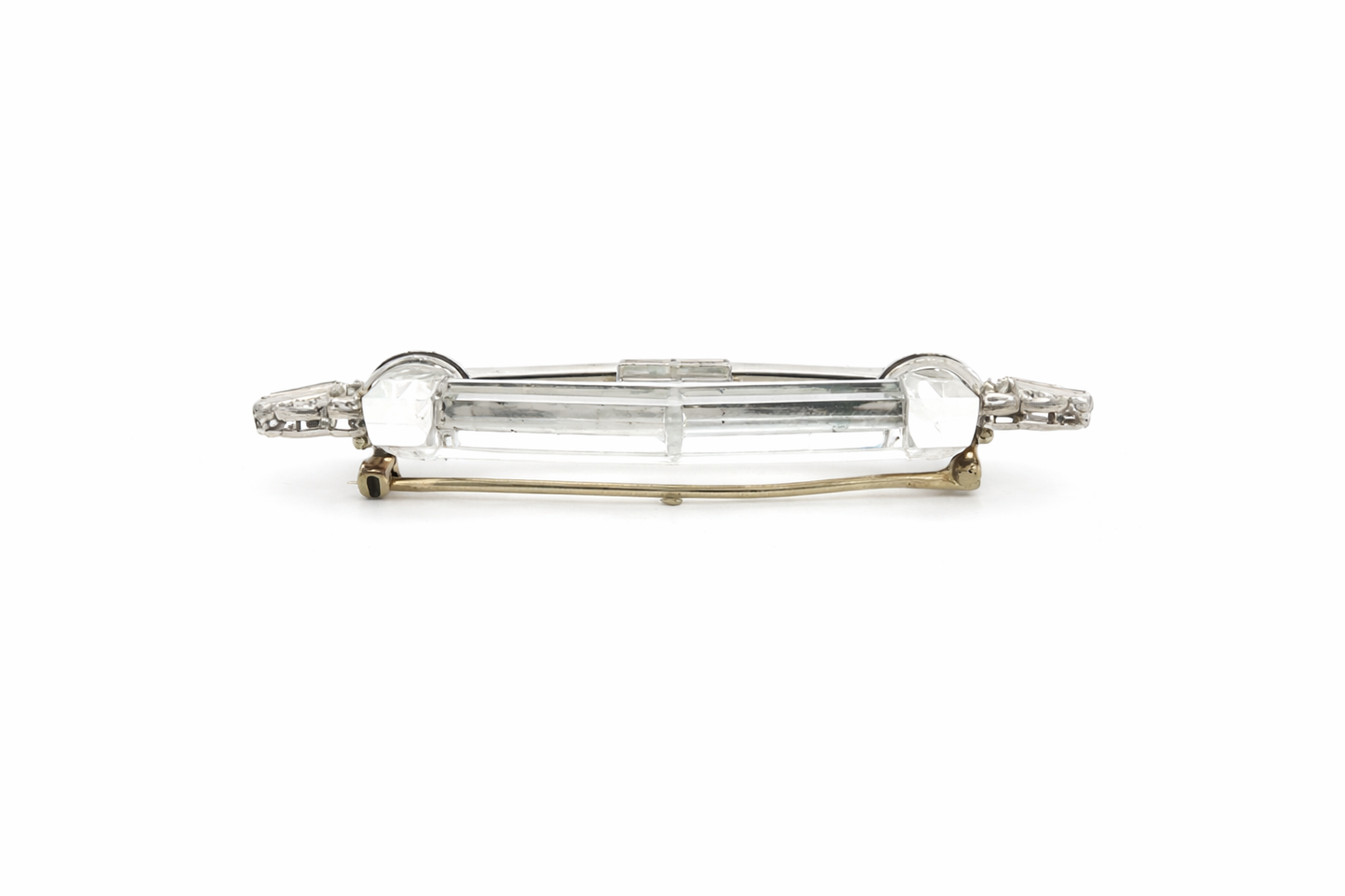 Art Deco Rock Crystal, Diamond & Onyx Brooch