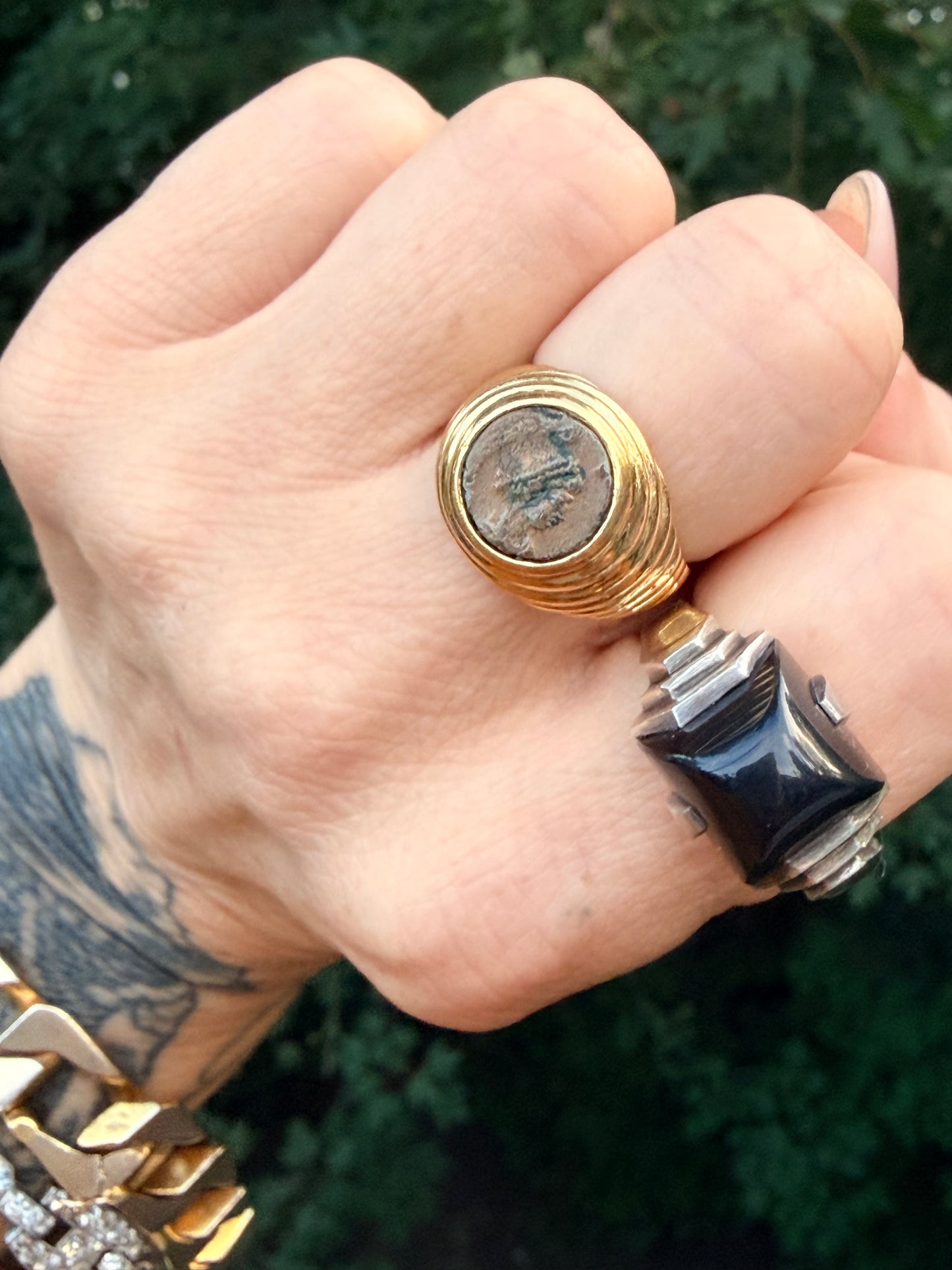Art Deco Rare Jean Després Onyx and Silver Ring - Circa 1929