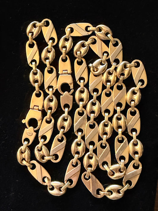 1960's Alternating Two-Tone Anchor Link Necklace and Bracelet Set