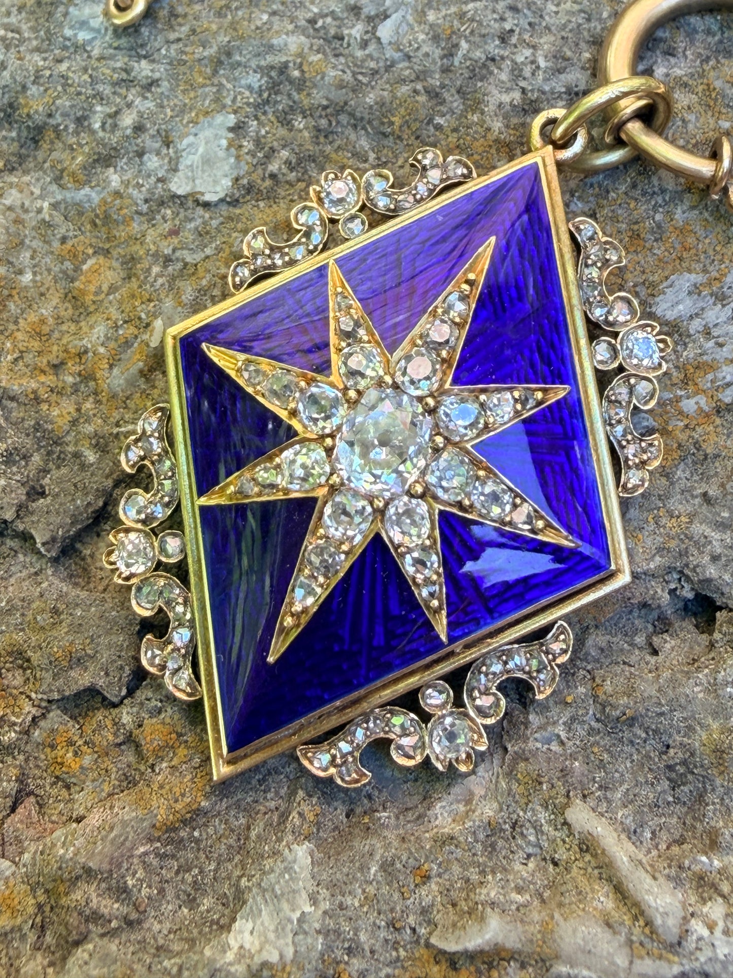 Victorian Enamel and Diamond Locket Pendant