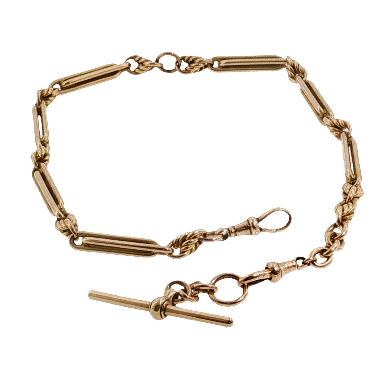 Antique Trombone Bar and Love Knot UK Watch Chain