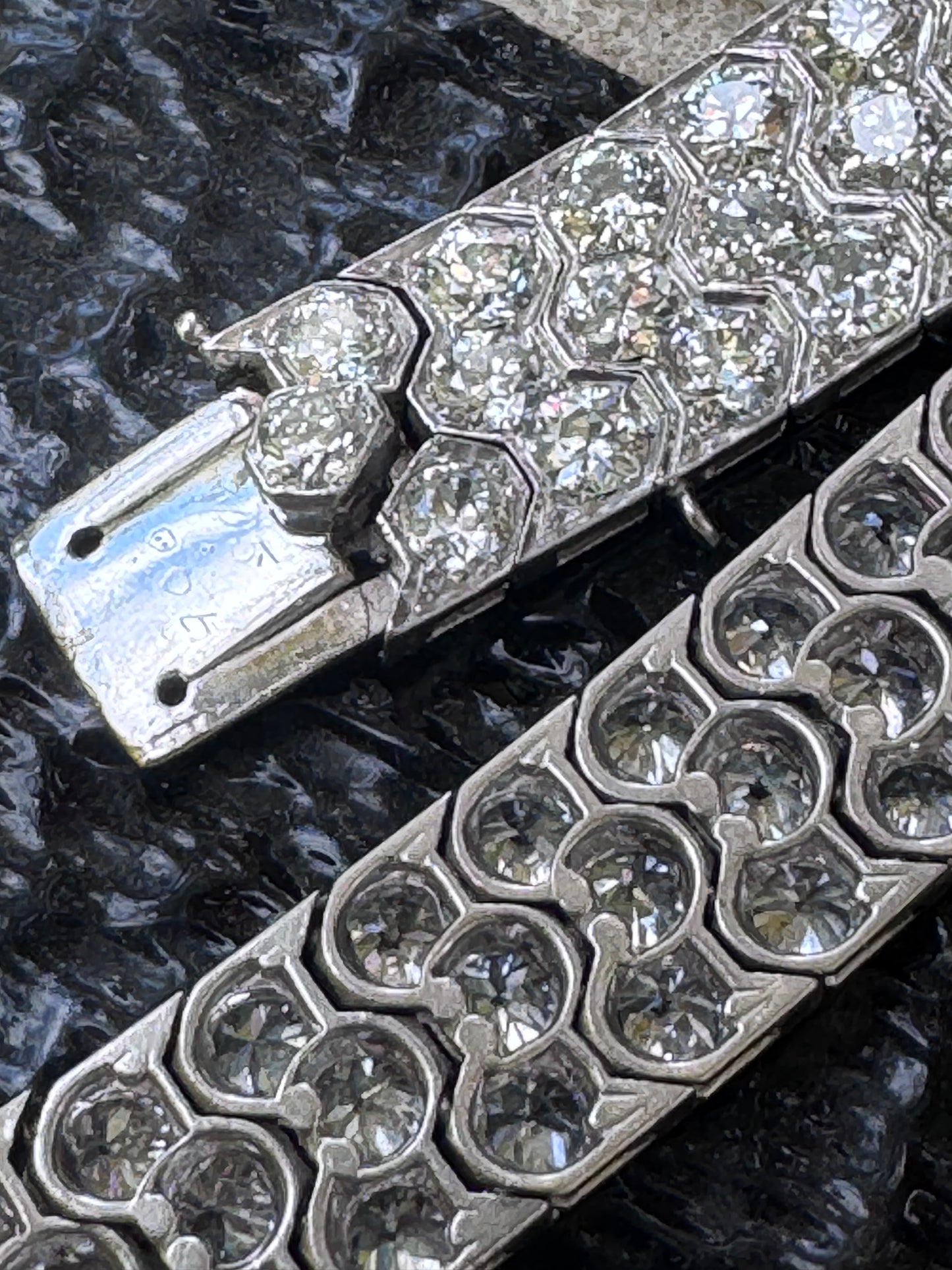 Art Deco Three-Row Honeycomb Diamond Bracelet