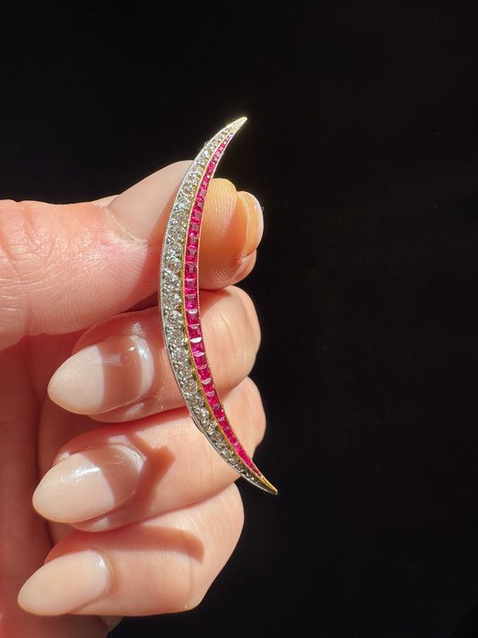 Victorian Ruby and Diamond Crescent