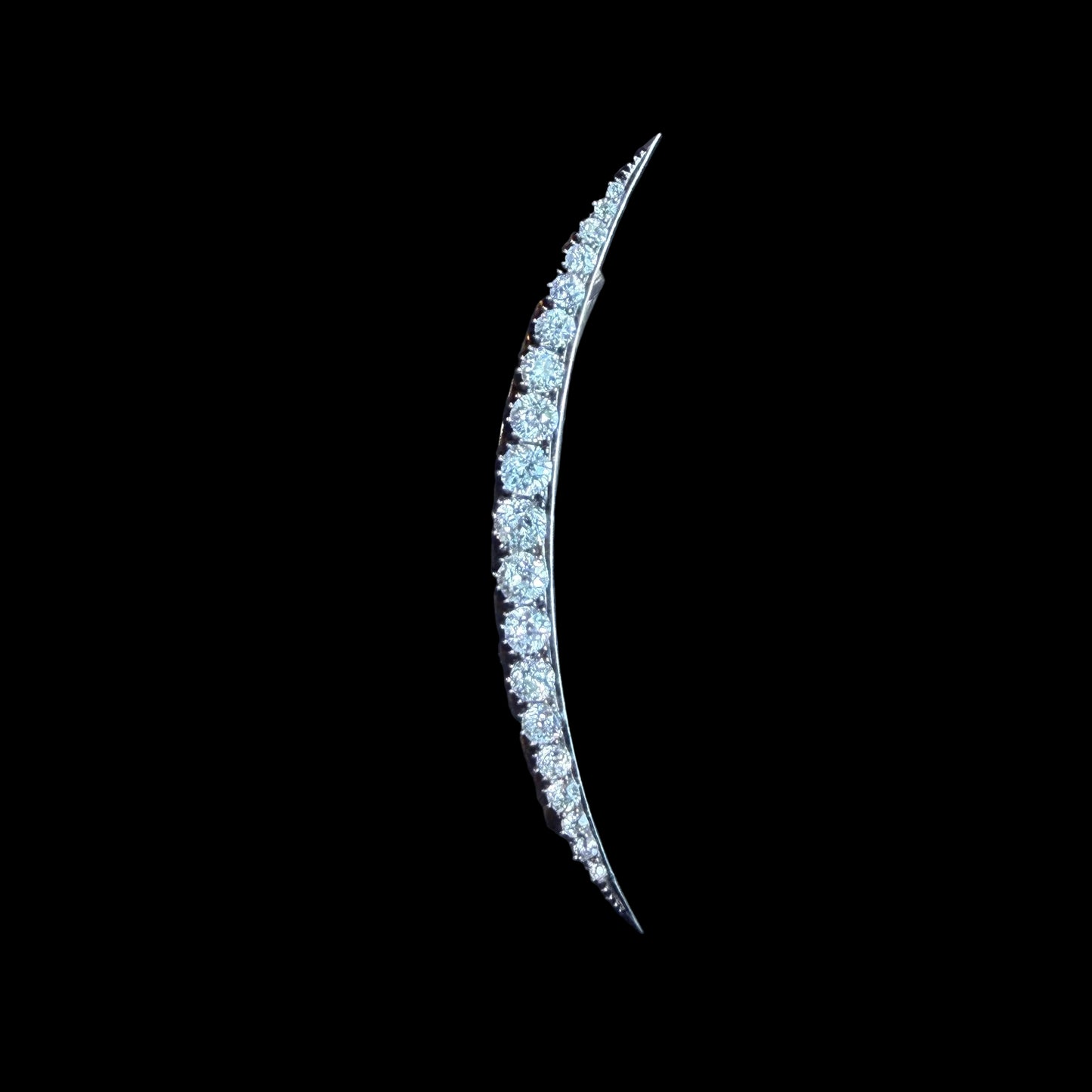 Victorian Old European Cut Diamond Crescent Brooch