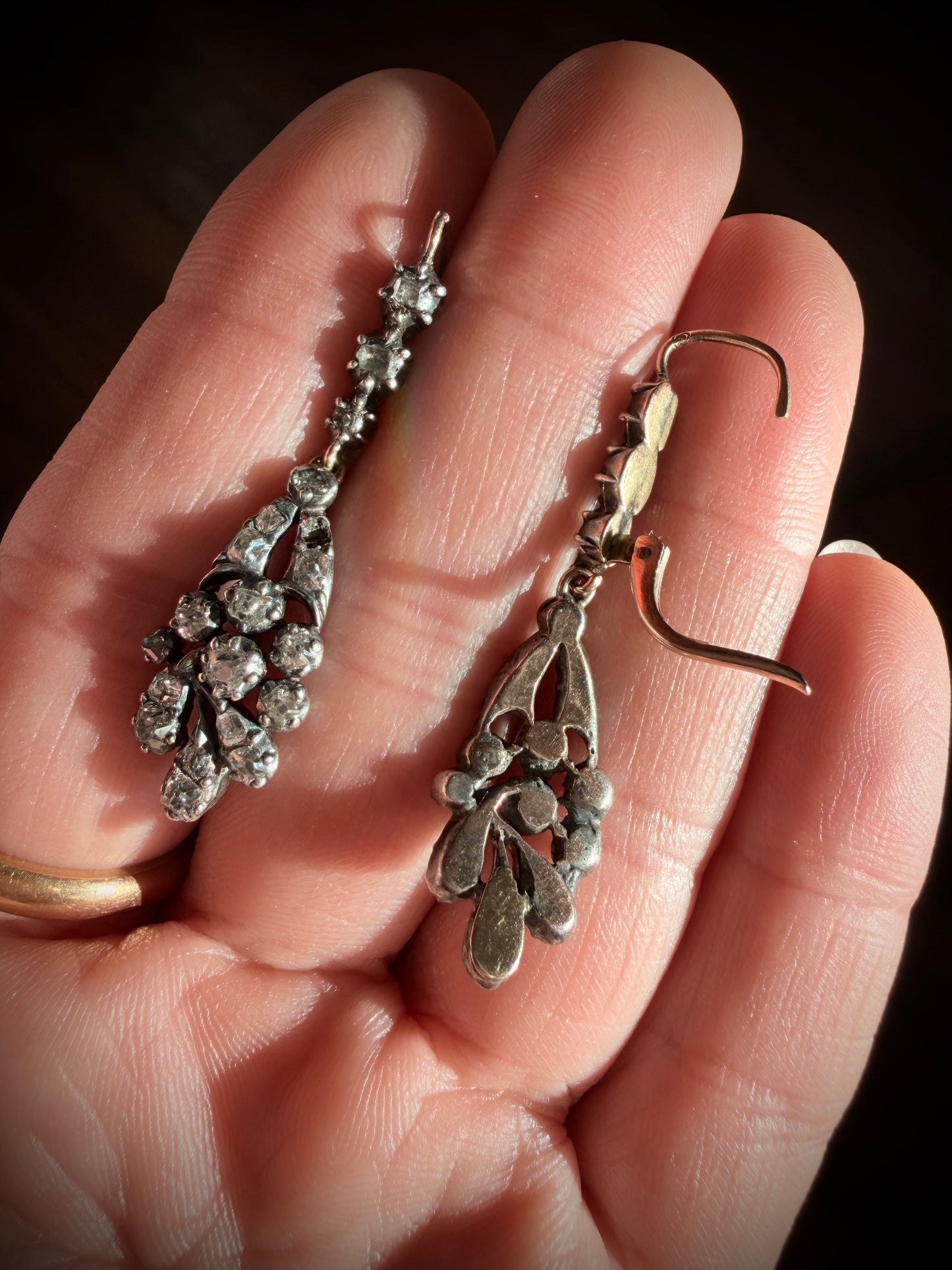 Georgian Old Cut Diamond Drop Earrings