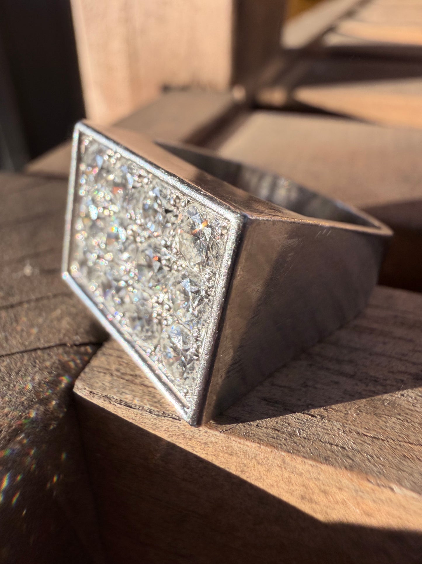 Vintage Diamond Mirror Signet Ring