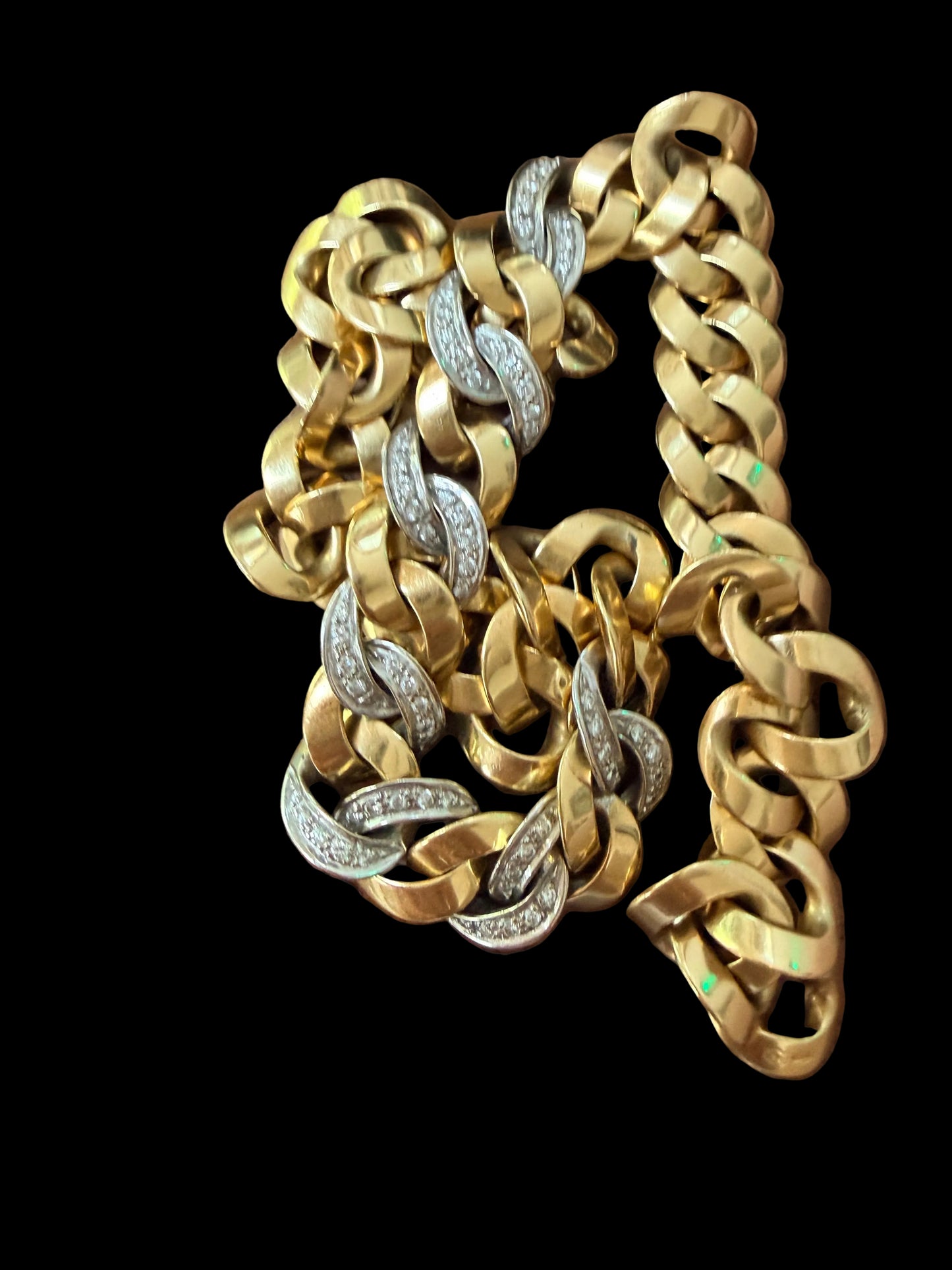 Vintage Pomellato Chunky Diamond Set Curb Necklace